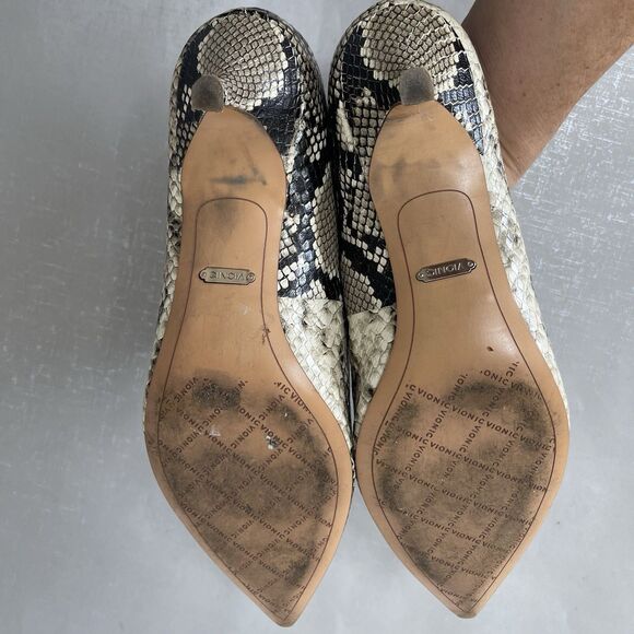 Vionic Womens 10 Josie Leather Pointed Toe Pumps Kitten Heels Shoes Snakeskin - Picture 11 of 14